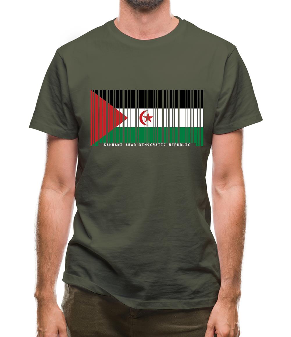 Sahrawi Arab Democratic Republic Barcode Style Flag Mens T-Shirt