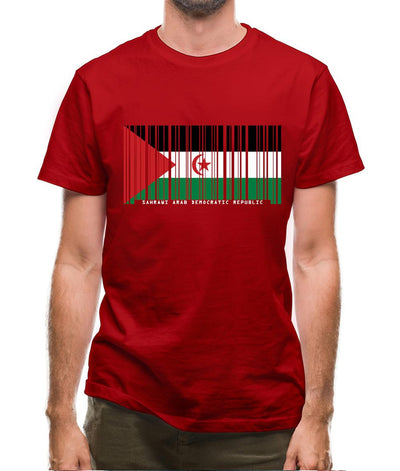 Sahrawi Arab Democratic Republic Barcode Style Flag Mens T-Shirt