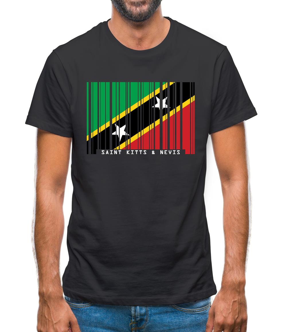 Saint Kitts And Nevis Barcode Style Flag Mens T-Shirt