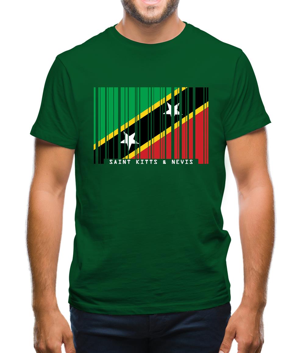 Saint Kitts And Nevis Barcode Style Flag Mens T-Shirt
