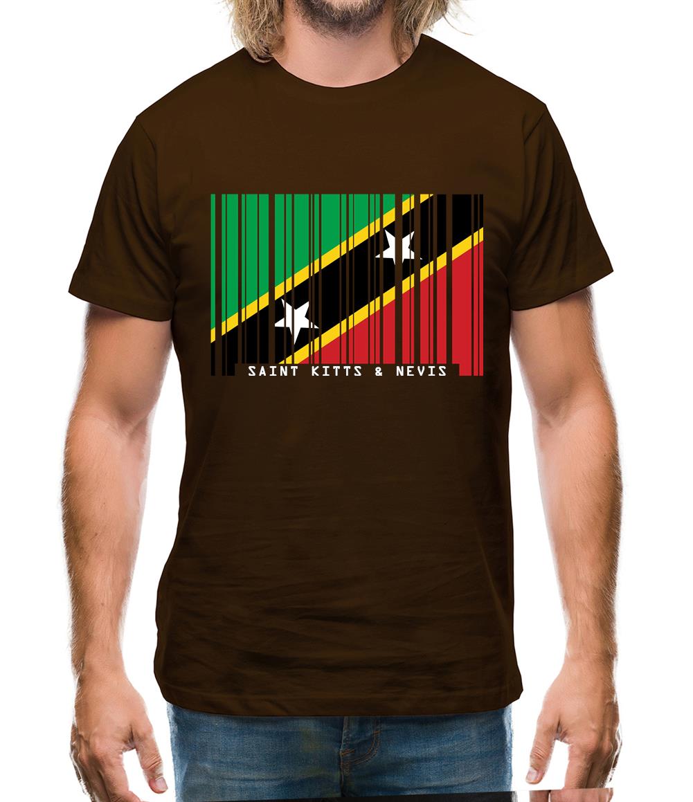 Saint Kitts And Nevis Barcode Style Flag Mens T-Shirt