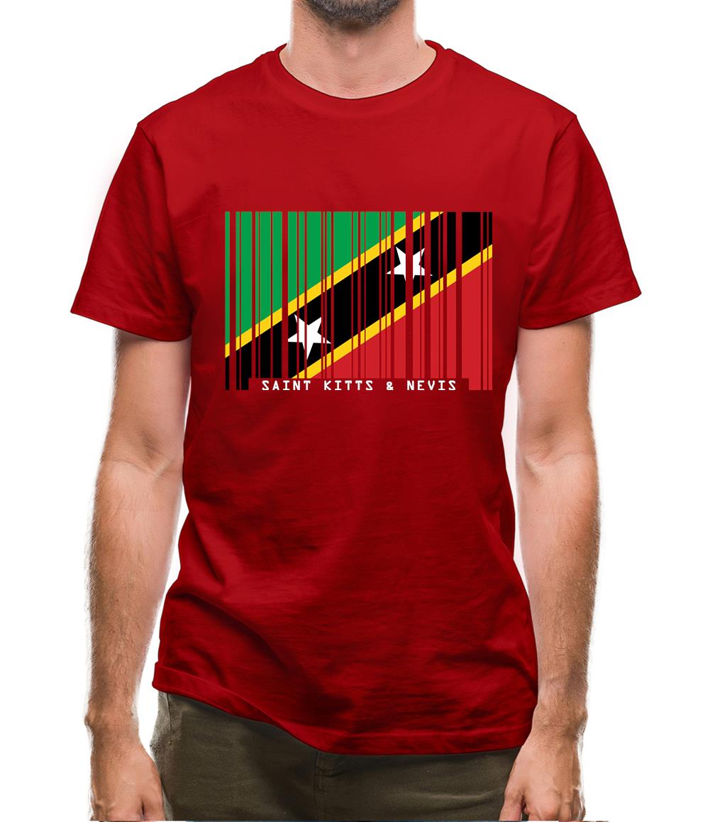 Saint Kitts And Nevis Barcode Style Flag Mens T-Shirt