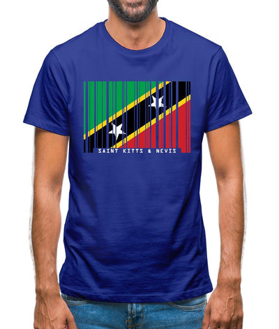 Saint Kitts And Nevis Barcode Style Flag Mens T-Shirt