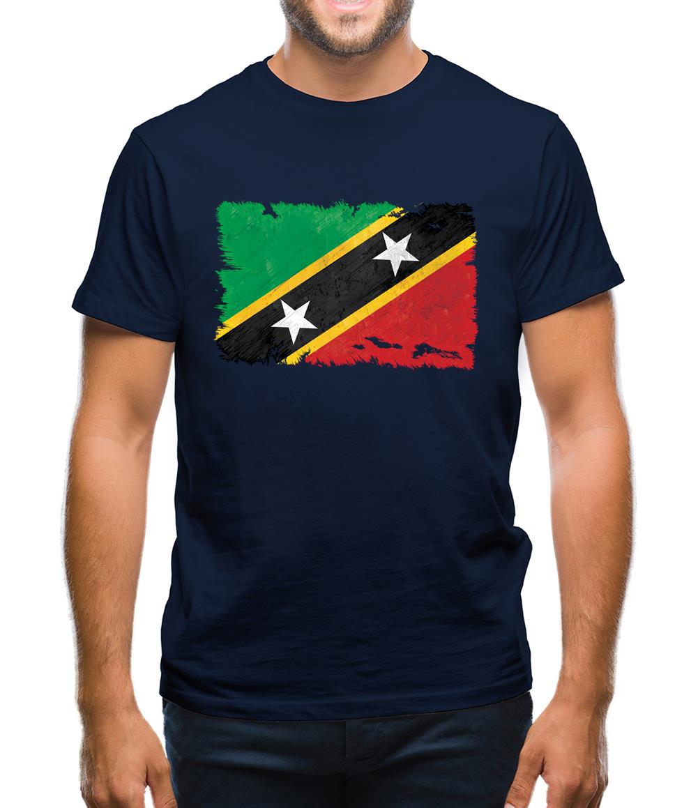 Saint Kitts And Nevis Grunge Style Flag Mens T-Shirt
