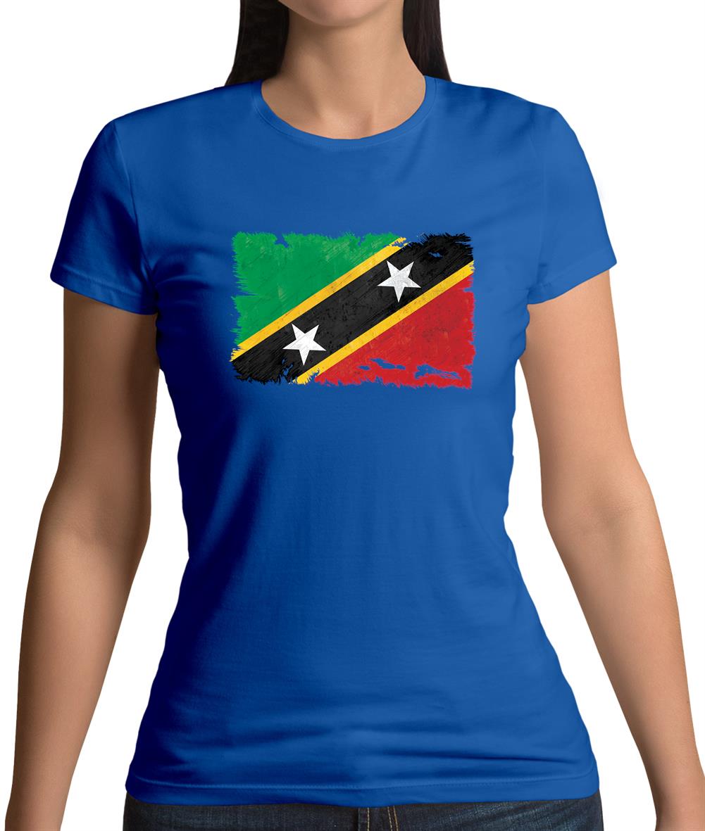 Saint Kitts And Nevis Grunge Style Flag Womens T-Shirt