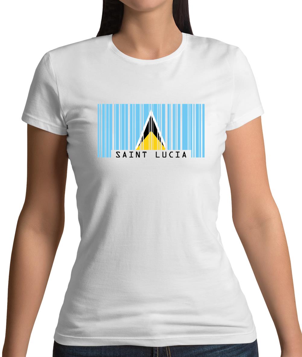 Saint Lucia  Barcode Style Flag Womens T-Shirt