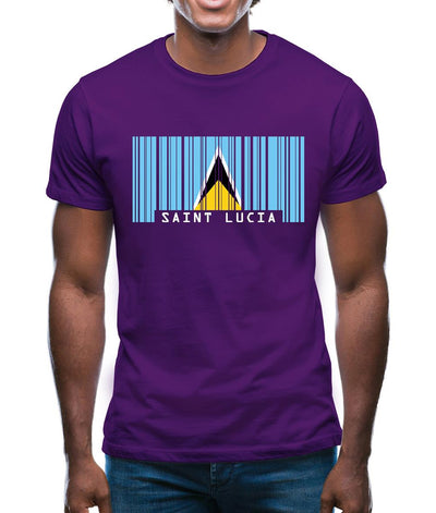Saint Lucia  Barcode Style Flag Mens T-Shirt