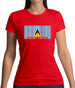 Saint Lucia  Barcode Style Flag Womens T-Shirt