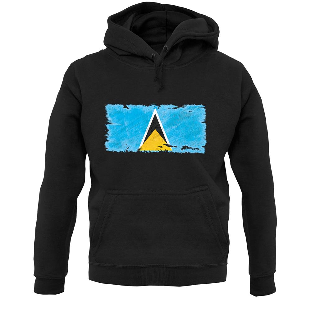 Saint Lucia Grunge Style Flag Unisex Hoodie