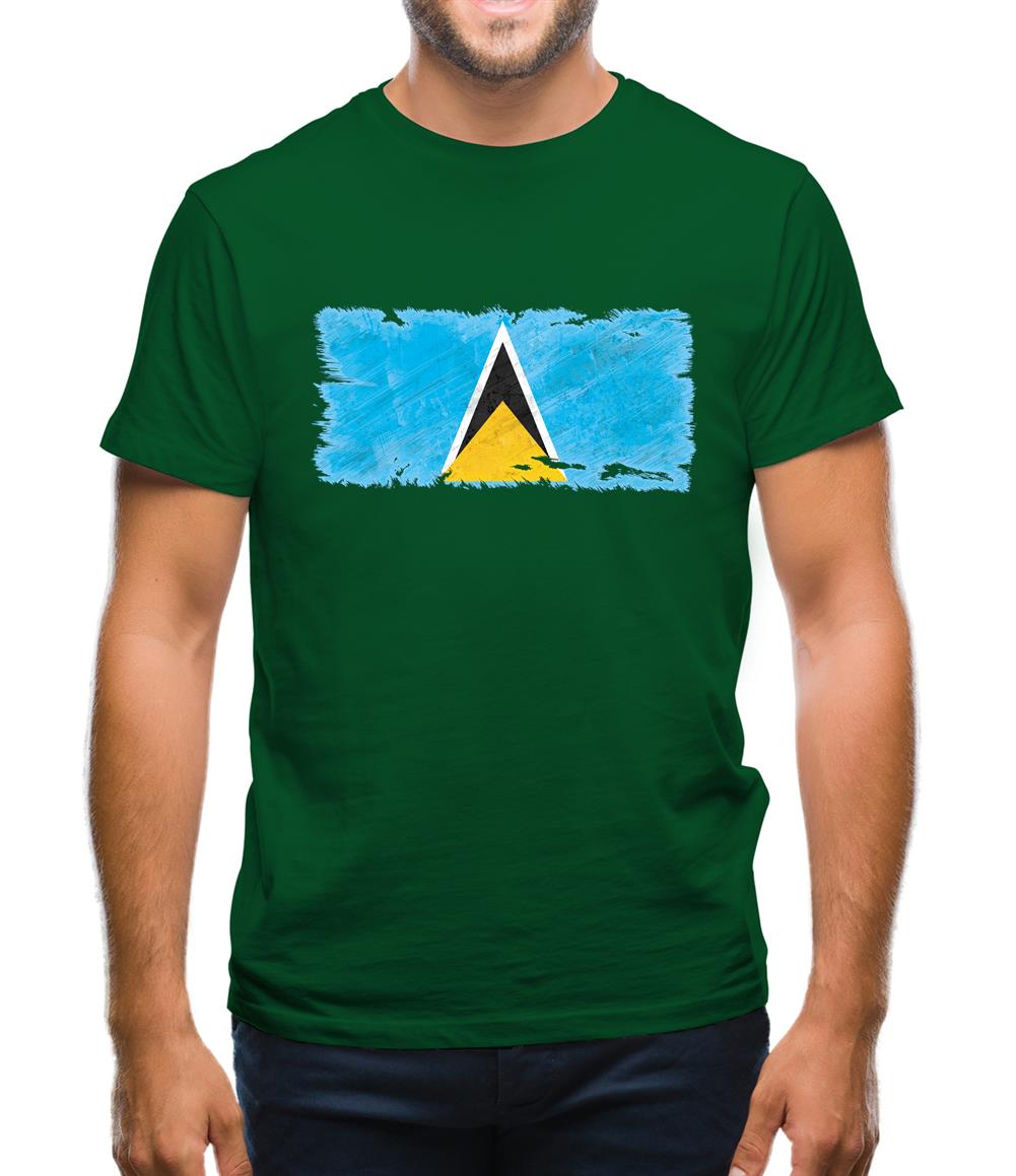 Saint Lucia Grunge Style Flag Mens T-Shirt