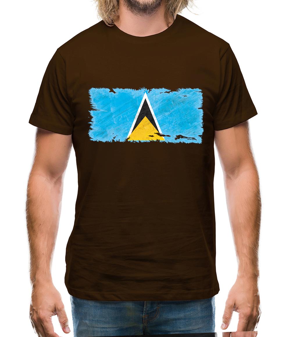 Saint Lucia Grunge Style Flag Mens T-Shirt