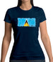 Saint Lucia Grunge Style Flag Womens T-Shirt