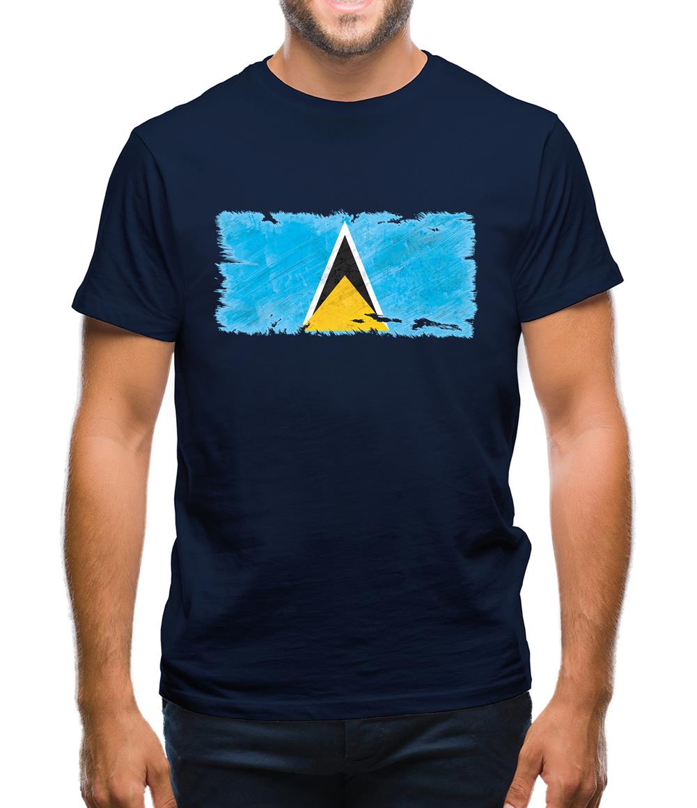 Saint Lucia Grunge Style Flag Mens T-Shirt