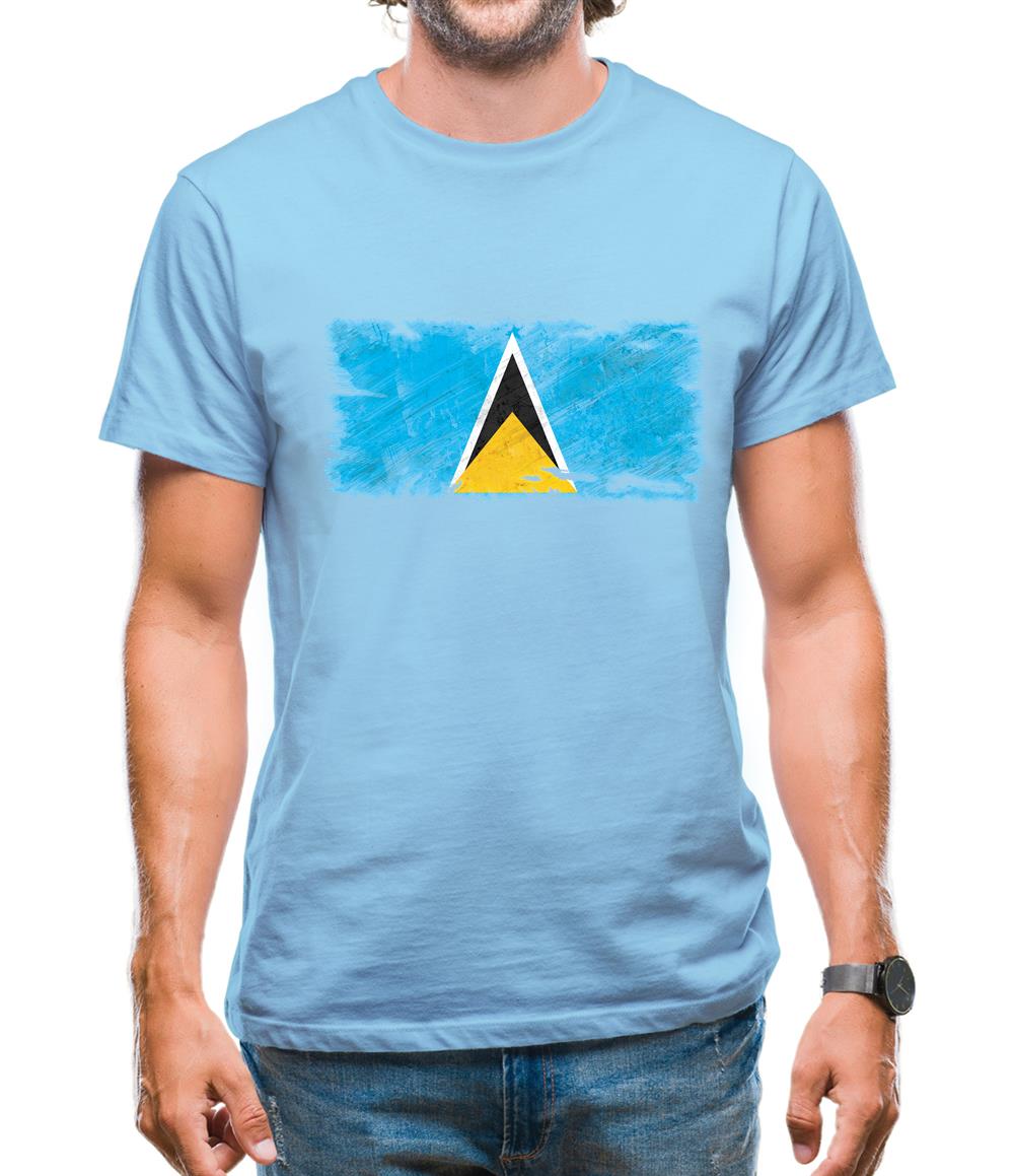 Saint Lucia Grunge Style Flag Mens T-Shirt
