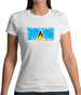 Saint Lucia Grunge Style Flag Womens T-Shirt
