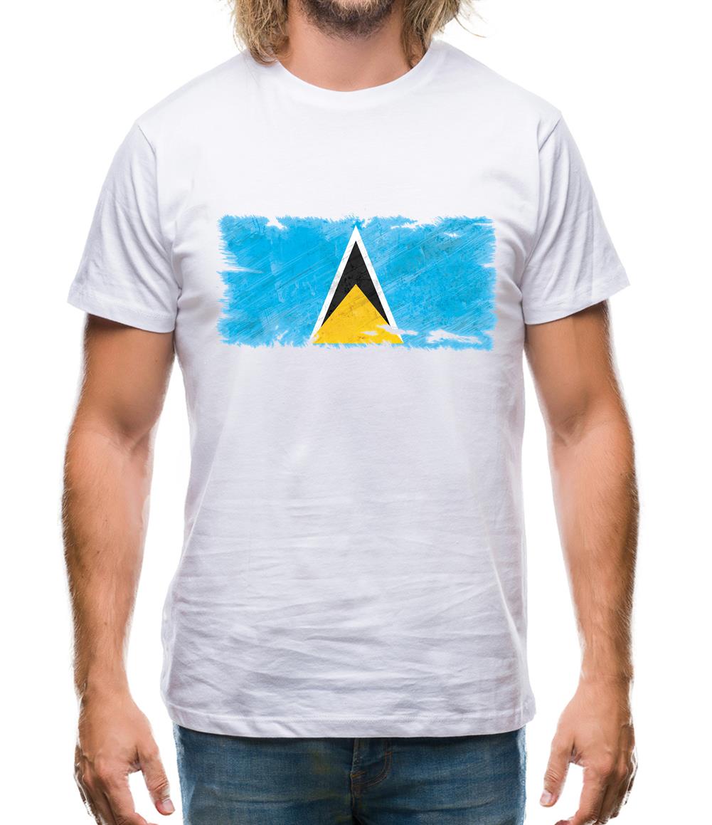 Saint Lucia Grunge Style Flag Mens T-Shirt