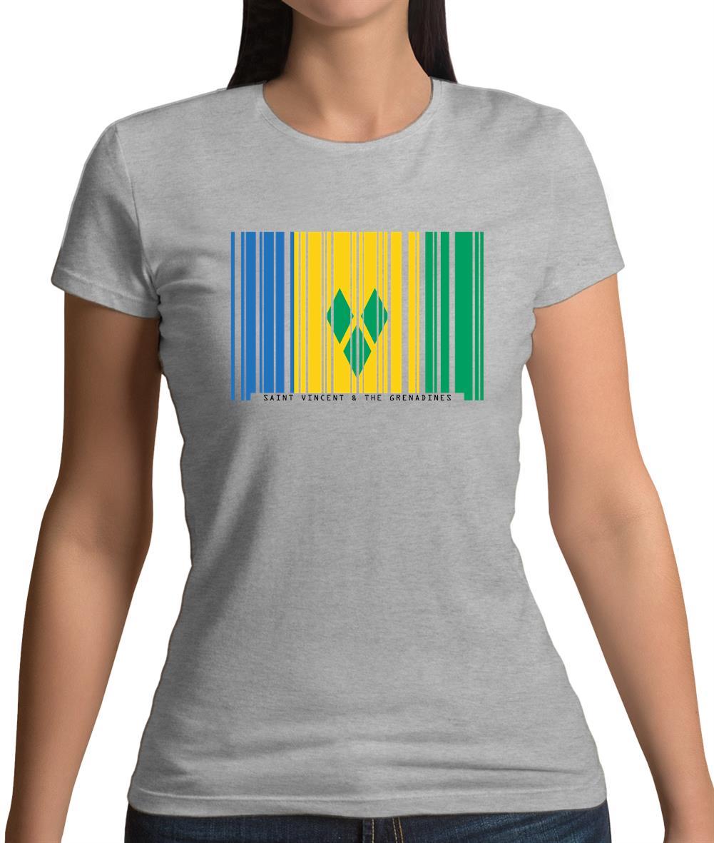 Saint Vincent And The Grenadines Barcode Style Flag Womens T-Shirt