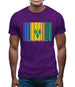 Saint Vincent And The Grenadines Barcode Style Flag Mens T-Shirt