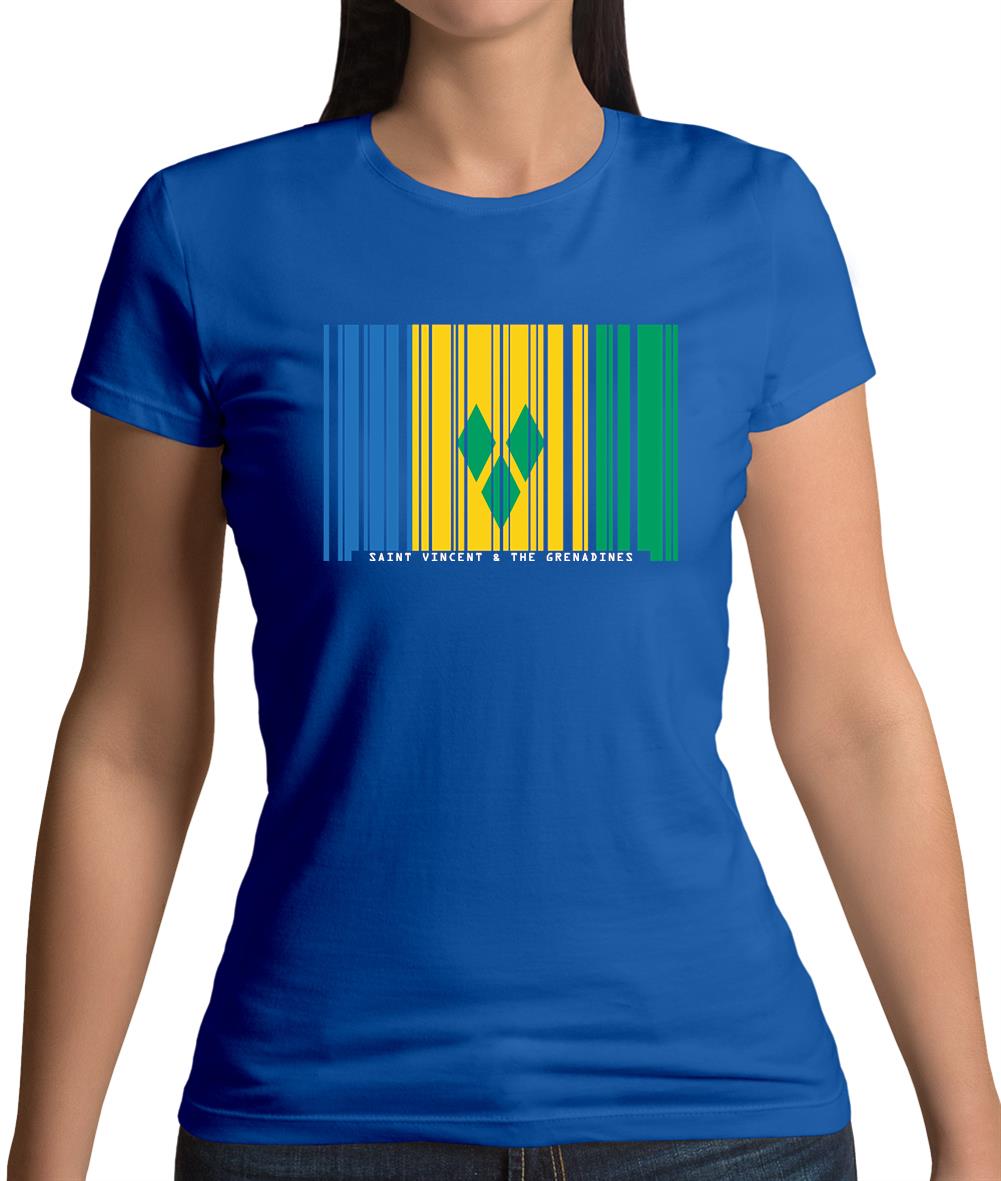 Saint Vincent And The Grenadines Barcode Style Flag Womens T-Shirt