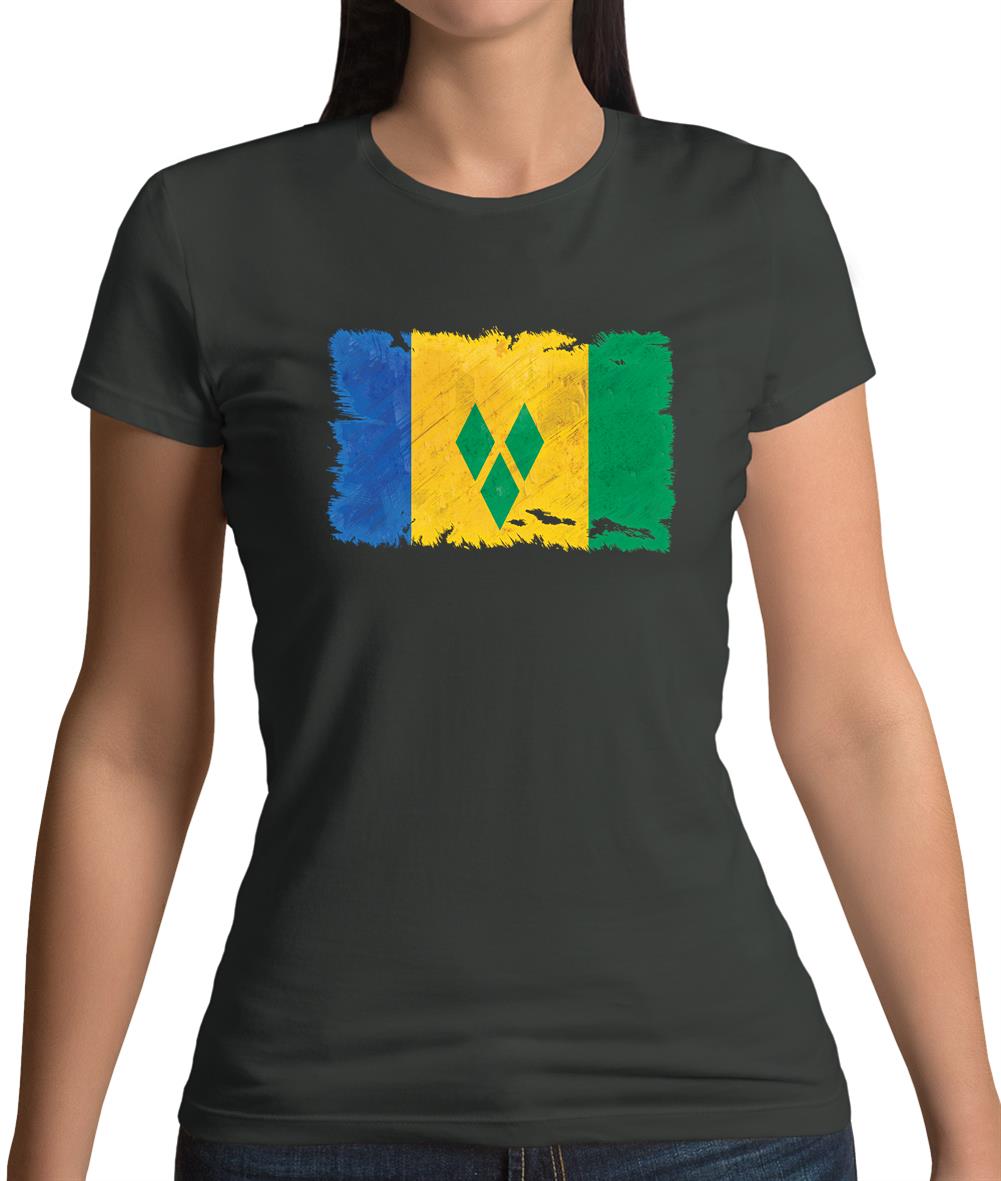 Saint Vincent And The Grenadines Grunge Style Flag Womens T-Shirt
