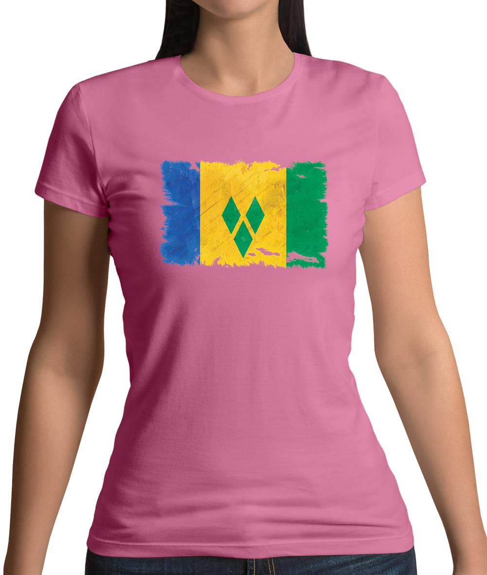 Saint Vincent And The Grenadines Grunge Style Flag Womens T-Shirt