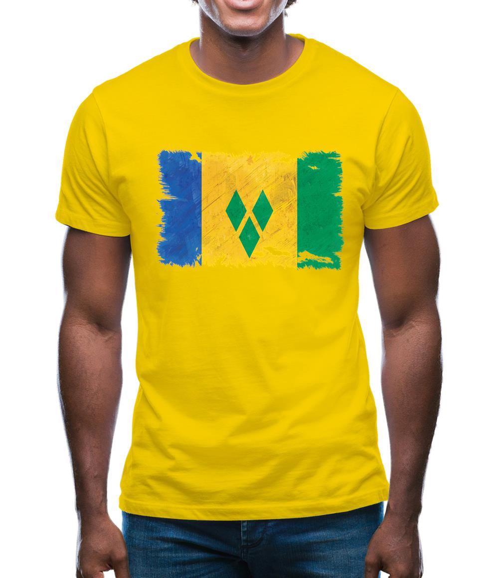 Saint Vincent And The Grenadines Grunge Style Flag Mens T-Shirt