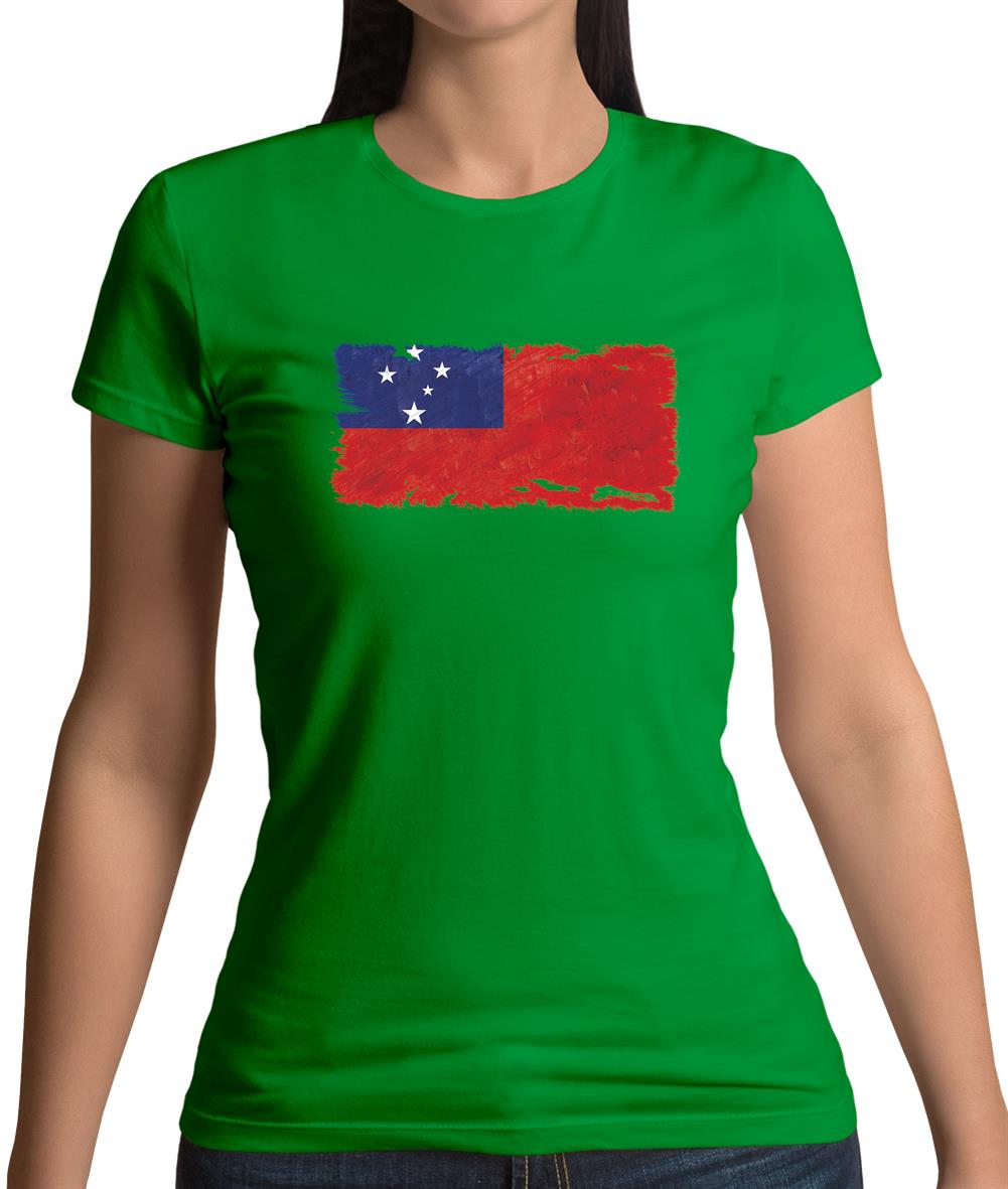 Samoa Grunge Style Flag Womens T-Shirt