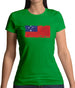 Samoa Grunge Style Flag Womens T-Shirt