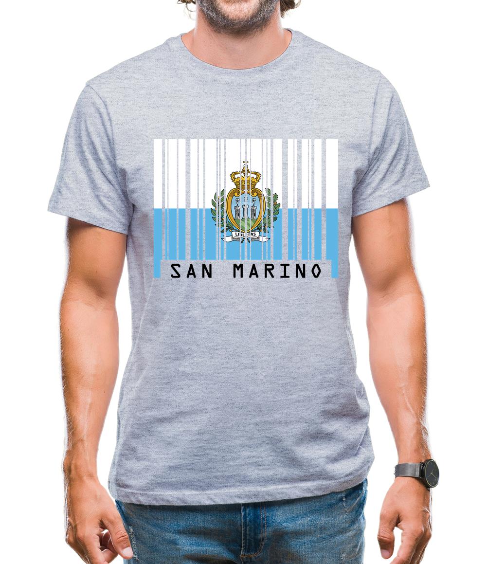 San Marino  Barcode Style Flag Mens T-Shirt