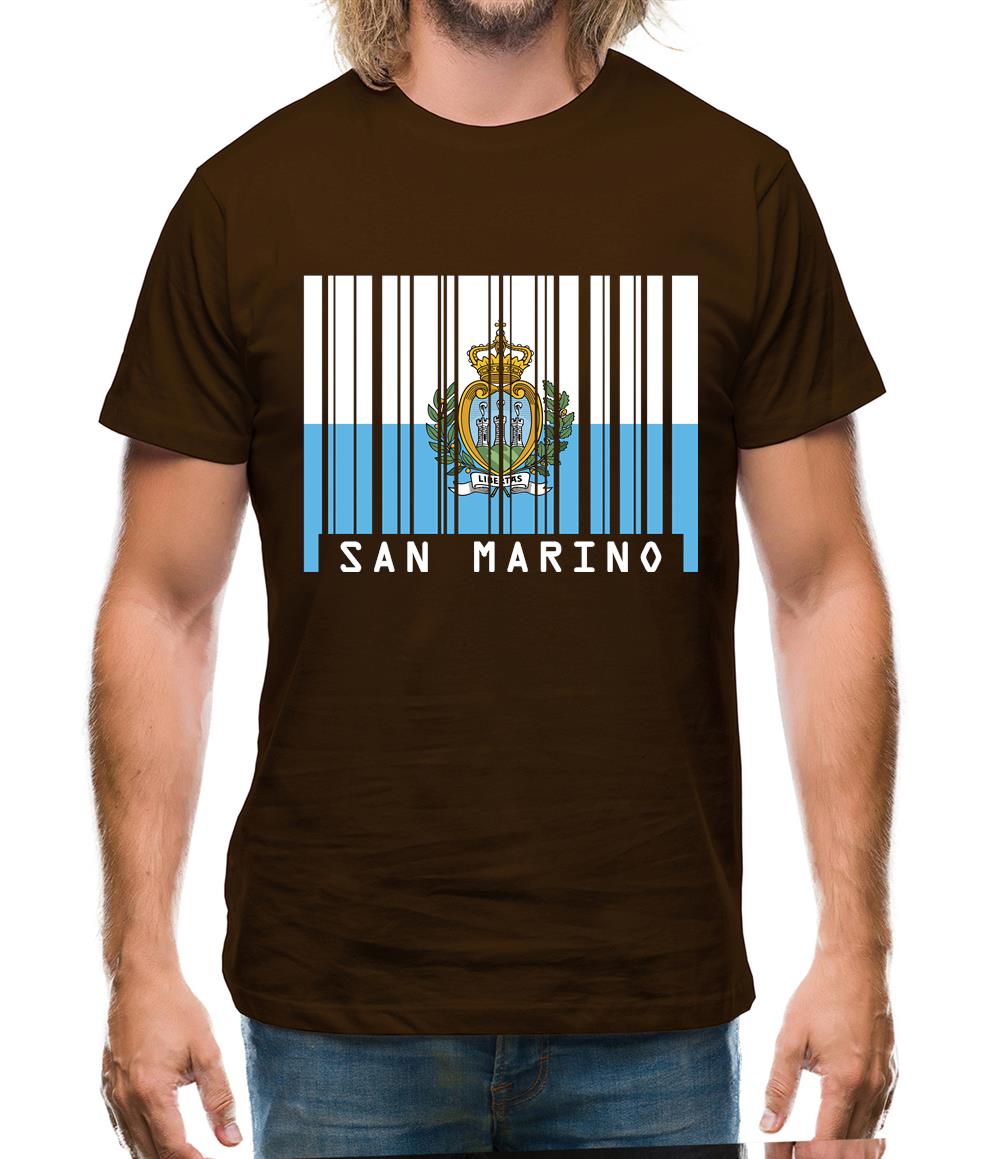 San Marino  Barcode Style Flag Mens T-Shirt