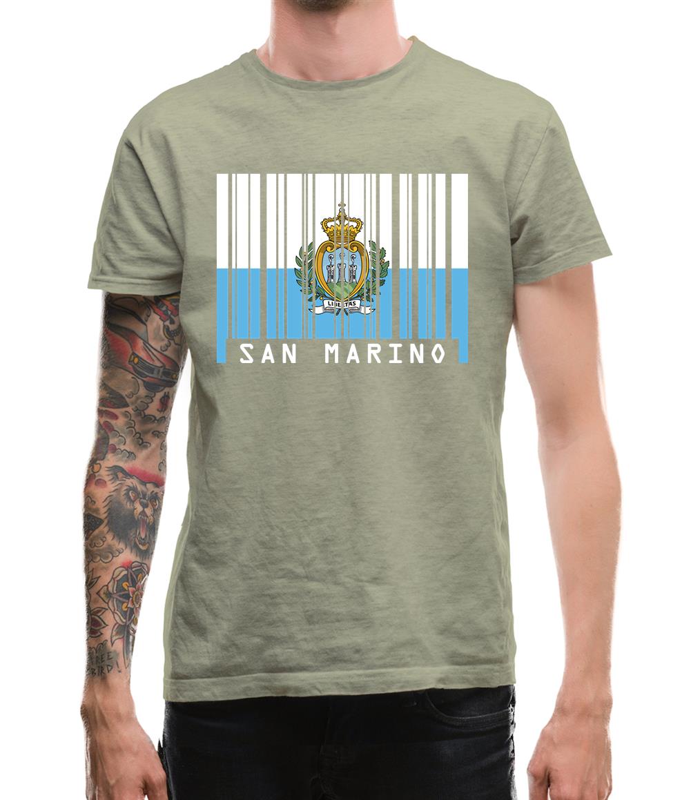 San Marino  Barcode Style Flag Mens T-Shirt
