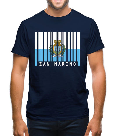 San Marino  Barcode Style Flag Mens T-Shirt