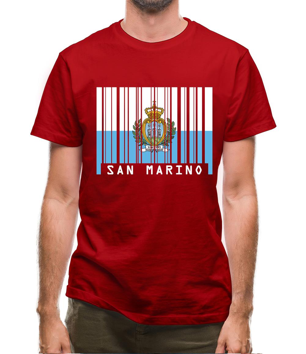 San Marino  Barcode Style Flag Mens T-Shirt