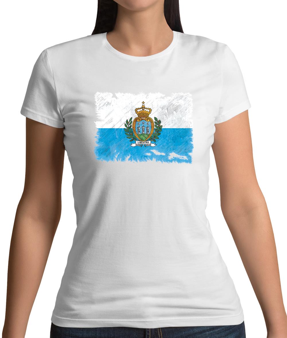 San Marino Grunge Style Flag Womens T-Shirt
