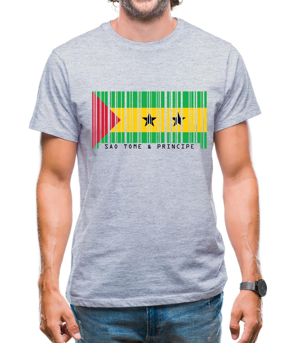 Sao Tome And Principe Barcode Style Flag Mens T-Shirt