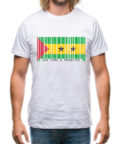 Sao Tome And Principe Barcode Style Flag Mens T-Shirt
