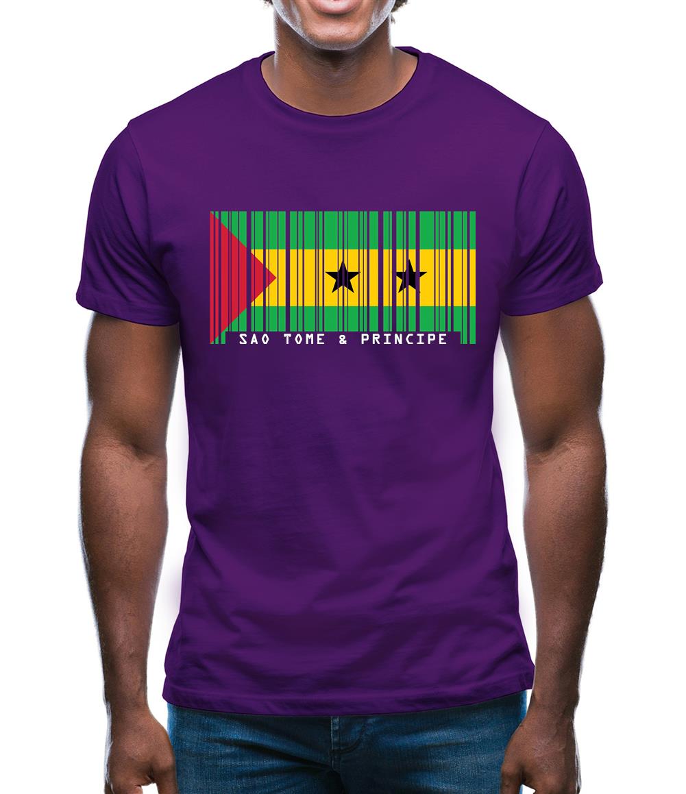 Sao Tome And Principe Barcode Style Flag Mens T-Shirt