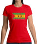 Sao Tome And Principe Barcode Style Flag Womens T-Shirt