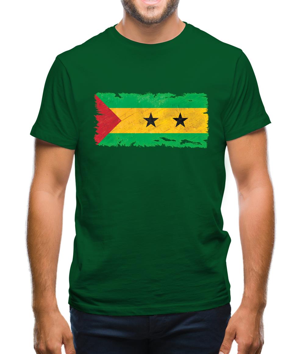 Sao Tome And Principe Grunge Style Flag Mens T-Shirt