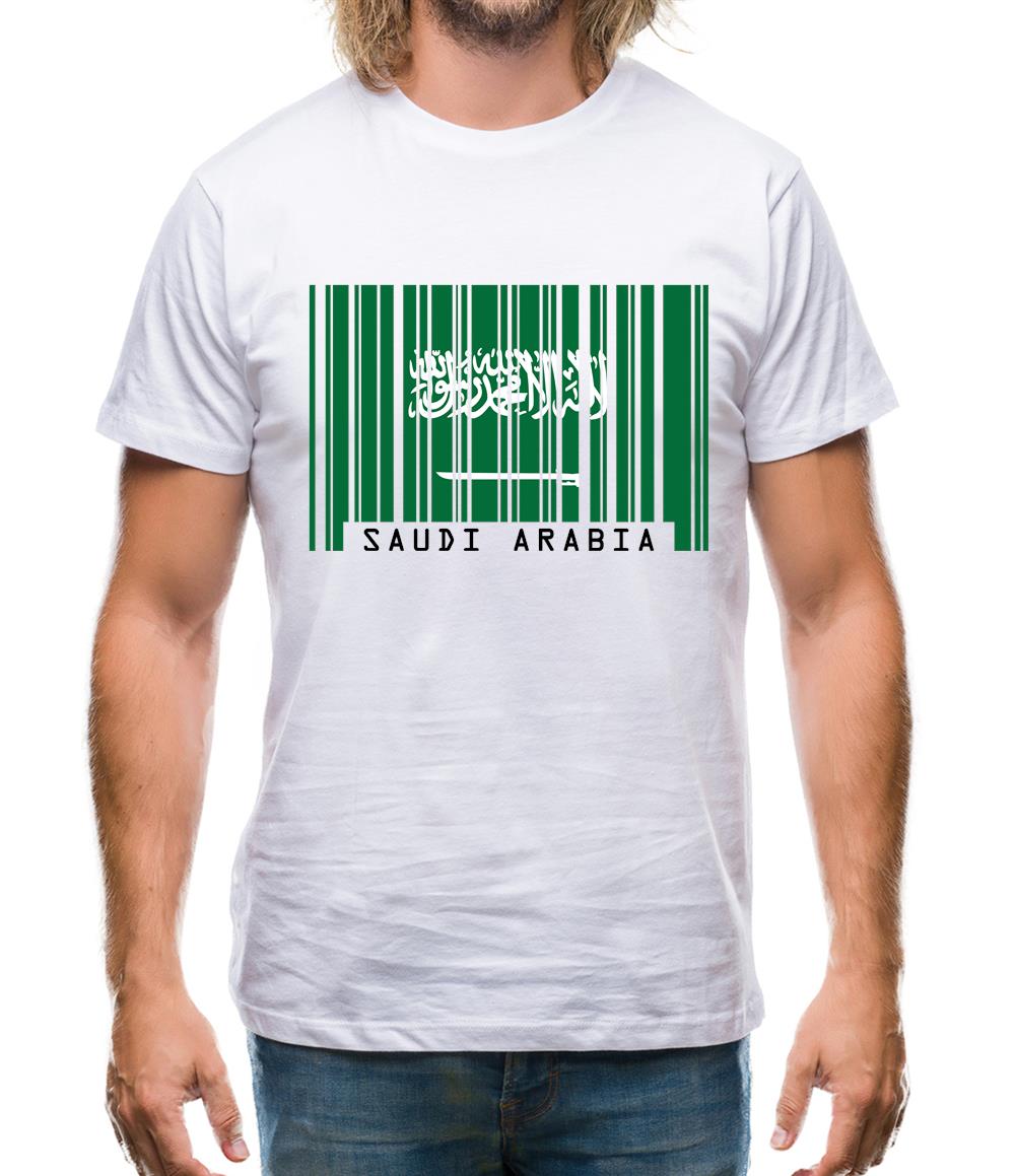 Saudi Arabia  Barcode Style Flag Mens T-Shirt