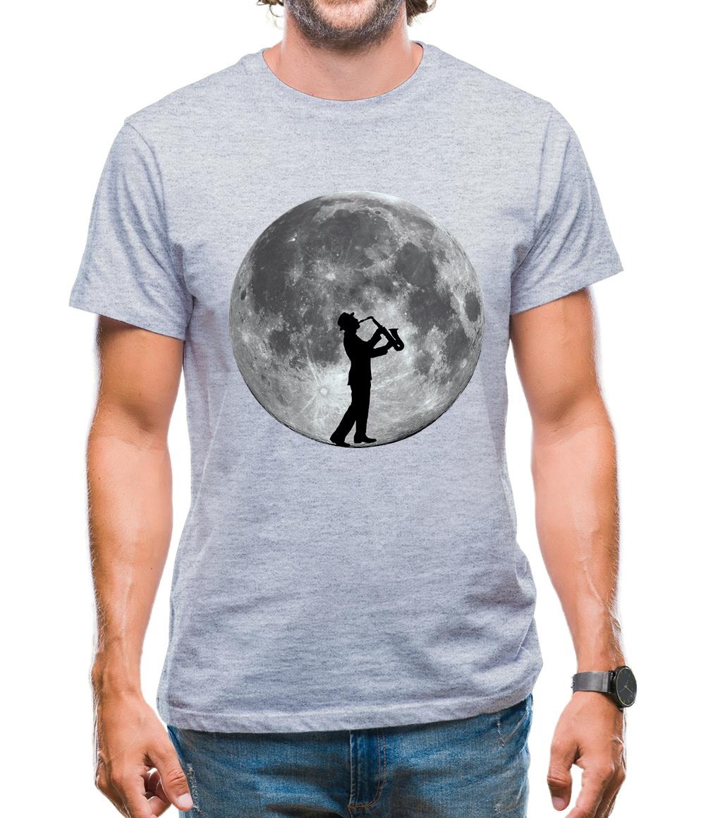 Saxophone Player Moon Mens T-Shirt