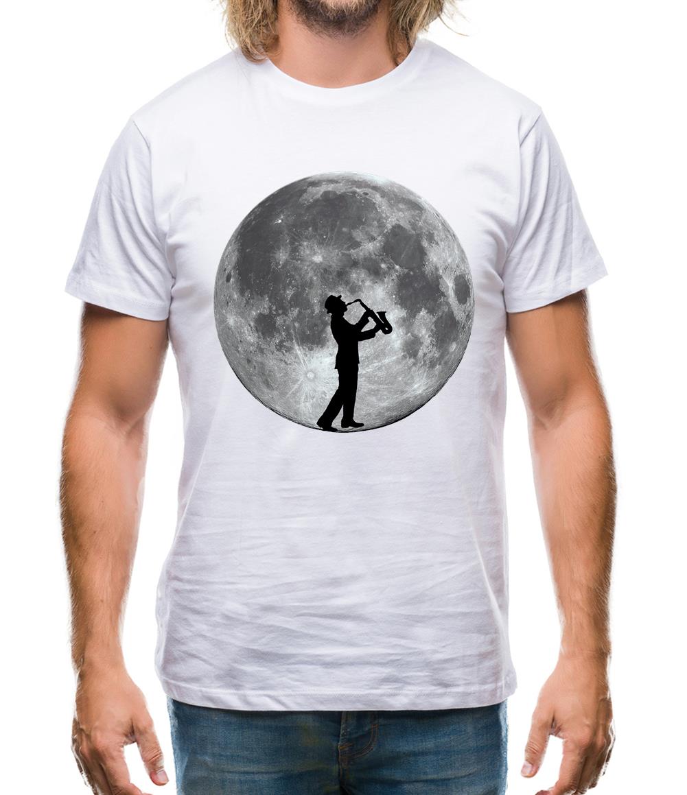 Saxophone Player Moon Mens T-Shirt