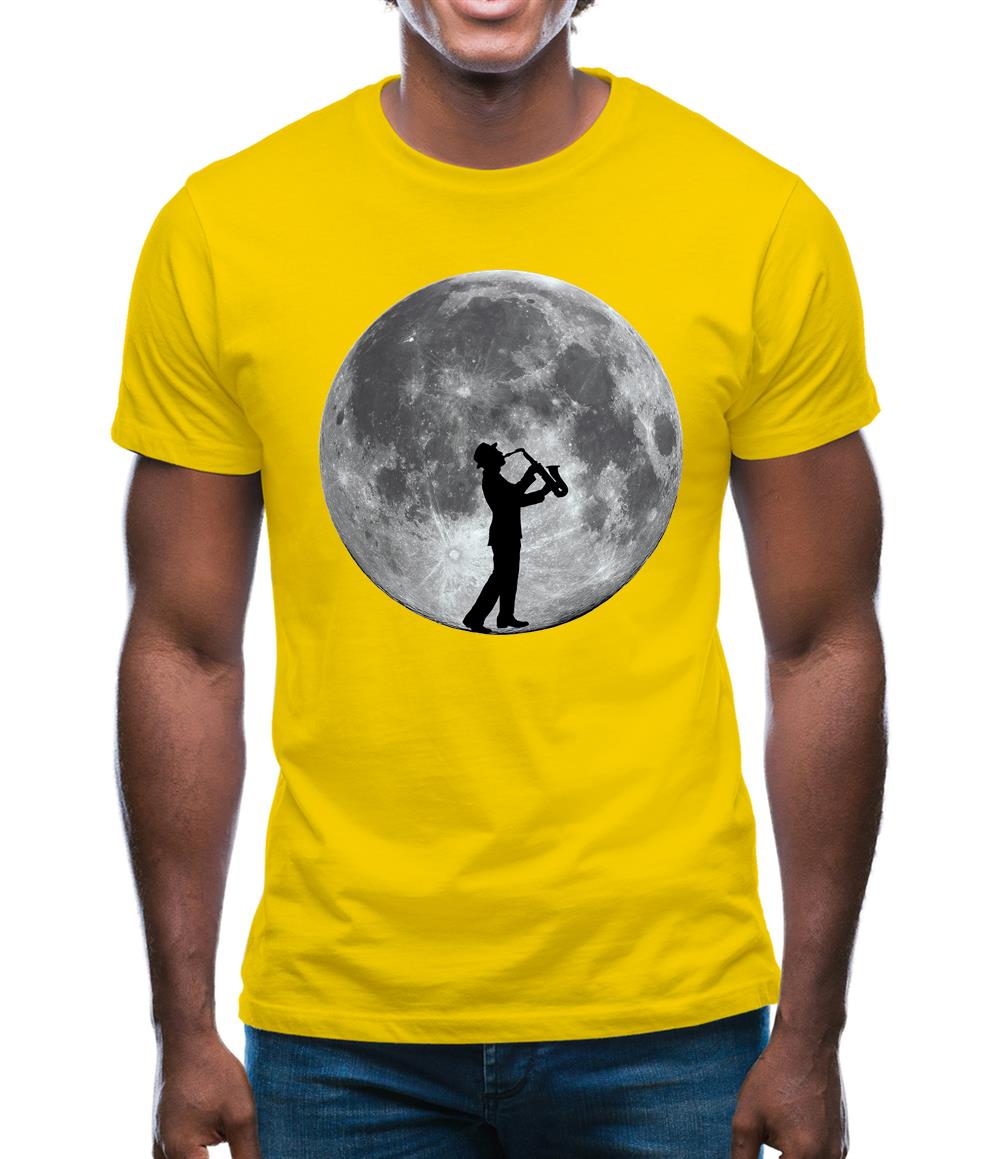 Saxophone Player Moon Mens T-Shirt