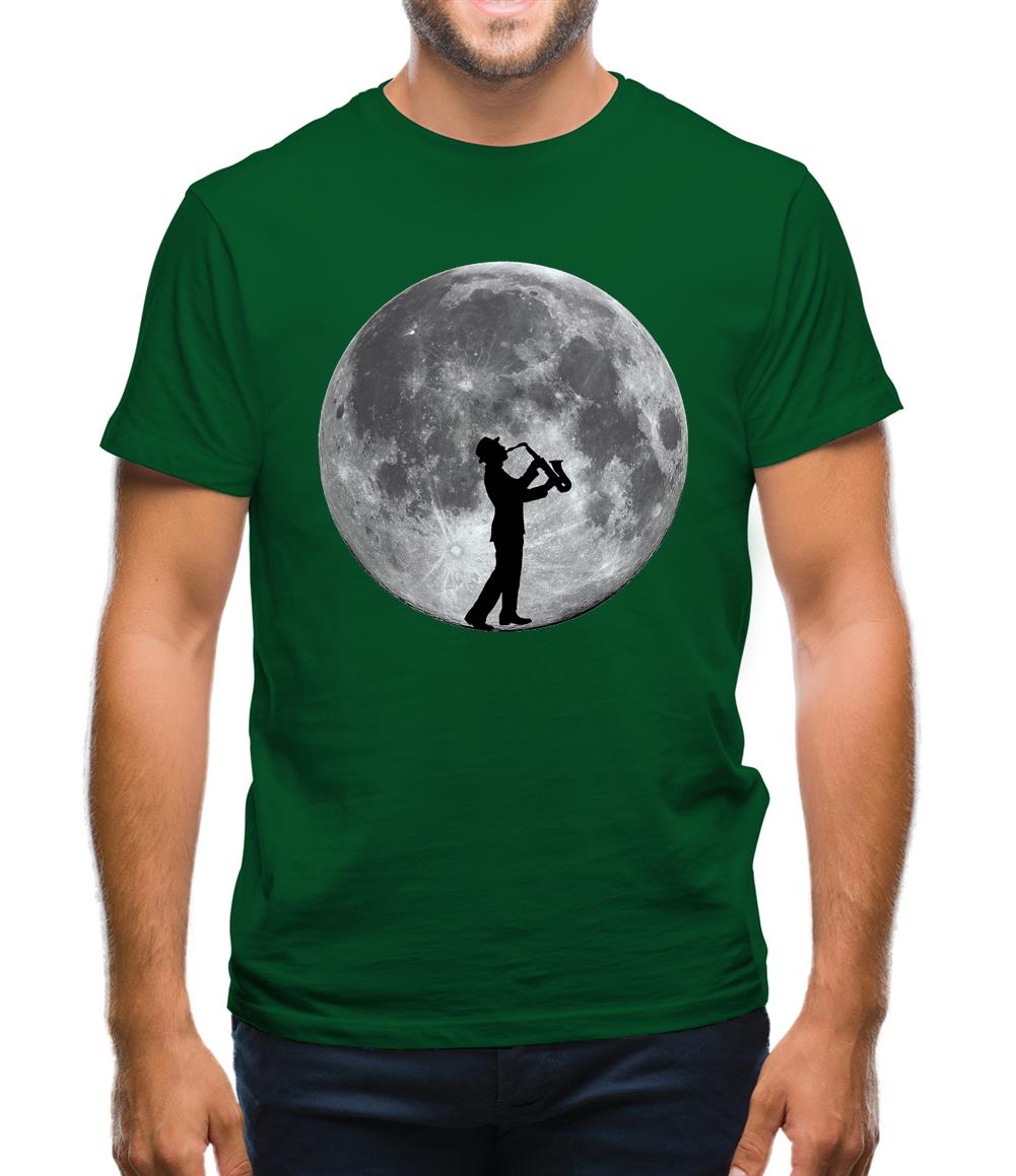Saxophone Player Moon Mens T-Shirt