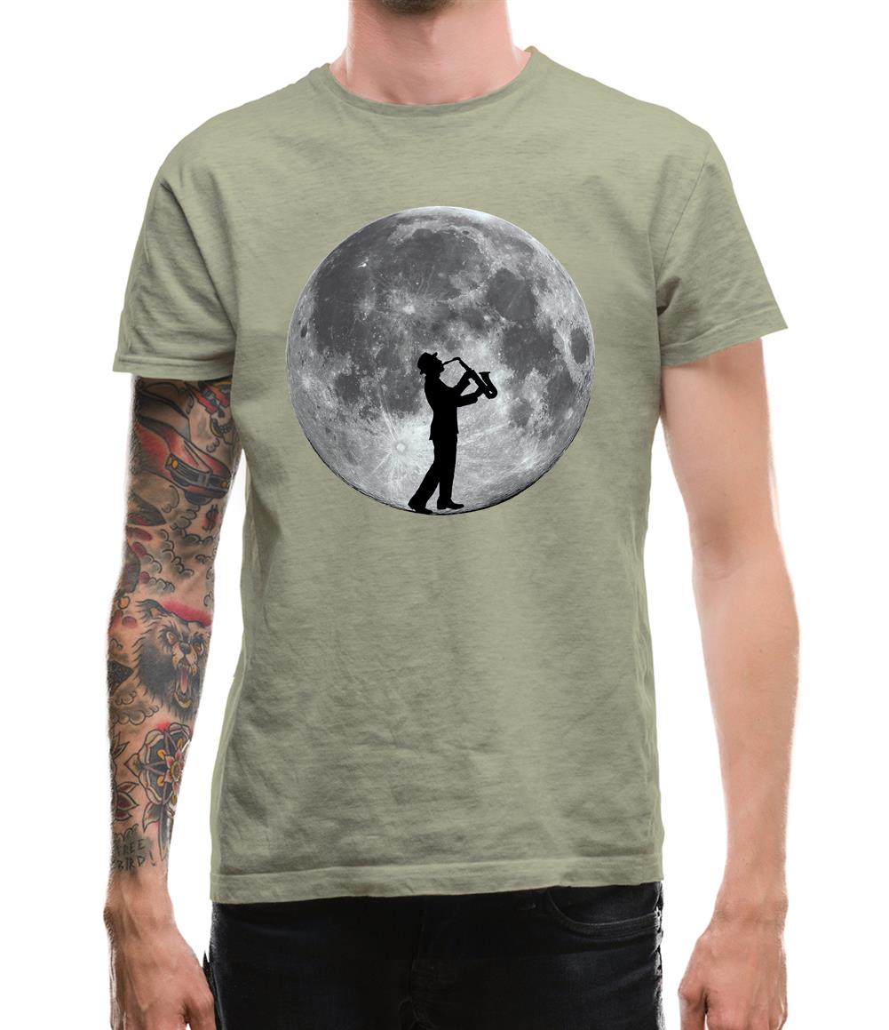 Saxophone Player Moon Mens T-Shirt