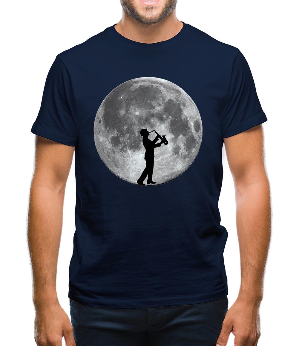 Saxophone Player Moon Mens T-Shirt