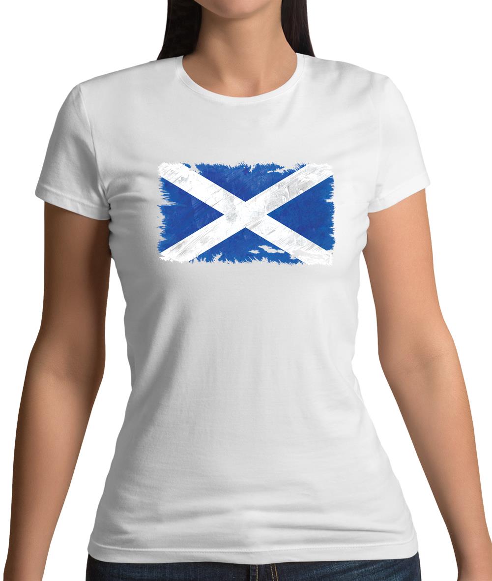 Scotland Grunge Style Flag Womens T-Shirt