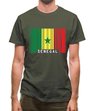 Senegal Barcode Style Flag Mens T-Shirt