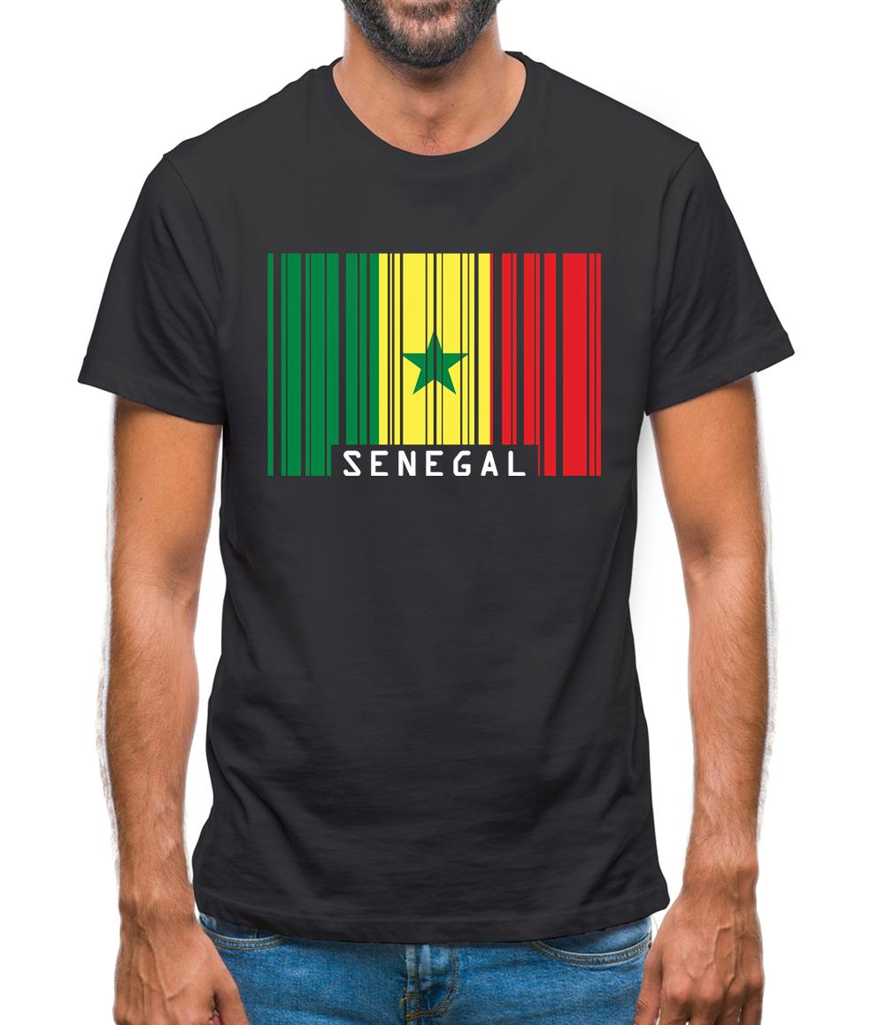 Senegal Barcode Style Flag Mens T-Shirt