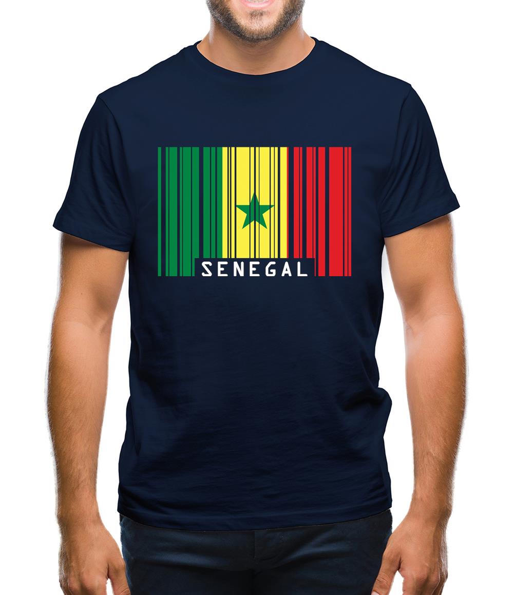 Senegal Barcode Style Flag Mens T-Shirt